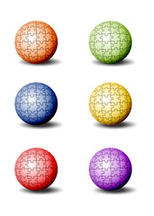 bunte Puzzle Teile als Kugeln