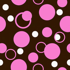 Pink, White and Brown Circle Dot Fabric Background