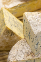 organic blue cheese on display