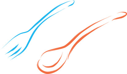abstract fork and spoon sketch vector