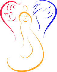 doodle happy family sketch vector illustration