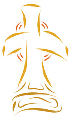 sketch of yellow cemetery cross vector