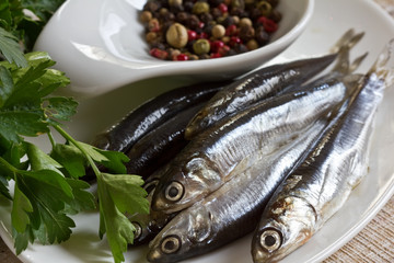 Raw  fresh fish on wooden background