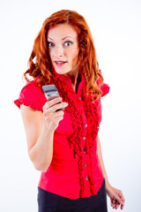 Naklejka premium Pretty girl with mobile phone
