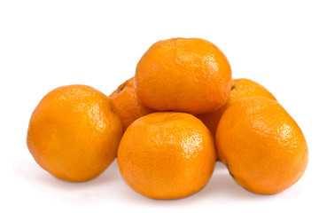 Fresh ripe mandarines isolated on white background