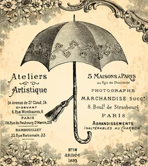 Stickers pour porte Poster vintage Le parapluie