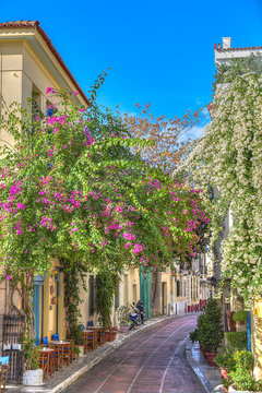Traditional houses in Plaka area under Acropolis ,Athens,Greece