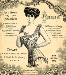 Stickers pour porte Poster vintage Atelier de corseterie