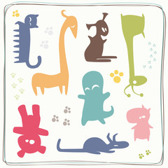 Set of Colored Little Monsters