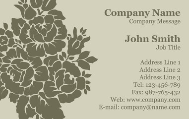 Vector Victorian rose Damask Business Card
