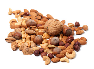 Assortment of raw and roasted nuts