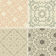 Vector Set of 4  Vintage Seamless Patterns