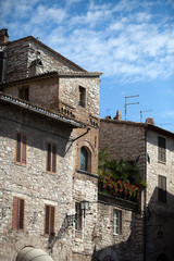 Medieval street in the Italian hill town of Assisi