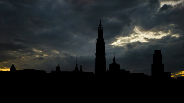 Belgium Antwerpen cityscape sunset clouds