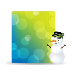 Blank Gift Tag With Snowman And With Cap