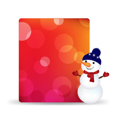 Blank Gift Tag With Snowman And Bokeh