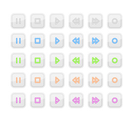 Light Media Stop and Play Buttons with Neon Icons