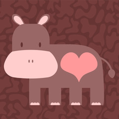 Cute hippopotamus with a heart