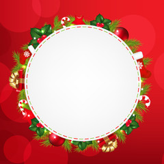 Speech Bubble With Christmas Icons And Red Bokeh