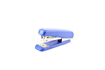 blue stapler on a white background