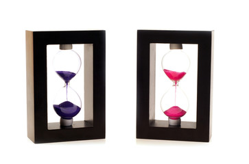 Fototapeta premium sand-glasses on a white background