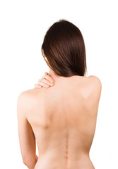 Woman massaging pain back