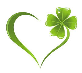 Heart icon with clover leaf icon