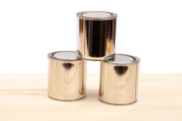 Cans of paint isolated on white