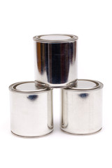 Cans of paint isolated on white