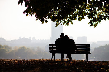 love couple sitting on bench