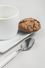 Closeup view of cup and biscuit