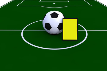 Pelota de futbol y tarjeta amarilla