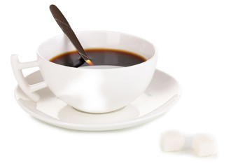 A cup of strong coffee isolated on white