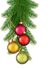 Obraz na płótnie Canvas Christmas background with balls and fir branches. Vector illustr