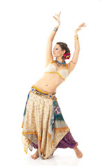 beautiful woman in the active arabic dance, Isolated