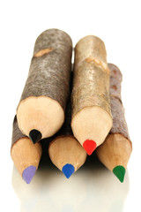 Colorful wooden pencils isolated on white