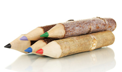 Colorful wooden pencils isolated on white