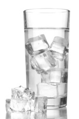 Ice cubes in glass isolated on white