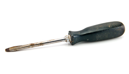 old screwdriver on white background