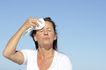 Mature woman exercise stress sweating