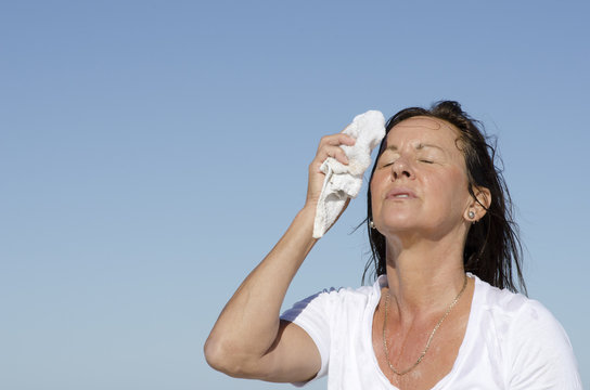 Mature Woman Menopause Stress Sweating