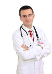 Fototapeta premium Portrait of medical doctor with phonendoscope.
