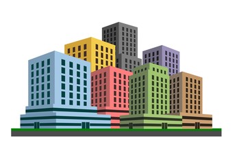 An illustration of 3d colorful city icon