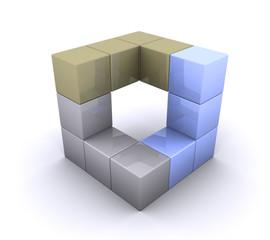 An illustration of 3d cubical design element