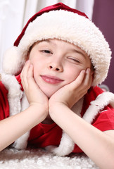 the boy in a New Year's cap