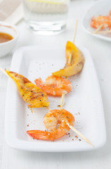 grilled shrimp and mango in the glaze