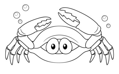 illustration of Cartoon crab - Coloring book