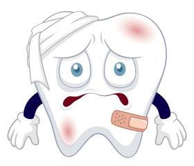 illustration of Cartoon tooth be injured