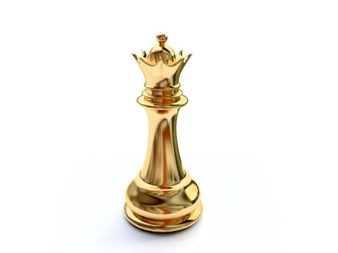 3D Golden Chess Queen Figure