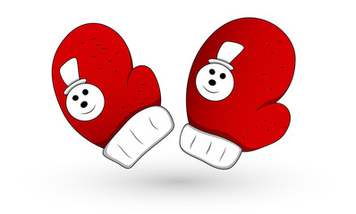 Santa Style Christmas Theme Gloves Vector Illustration